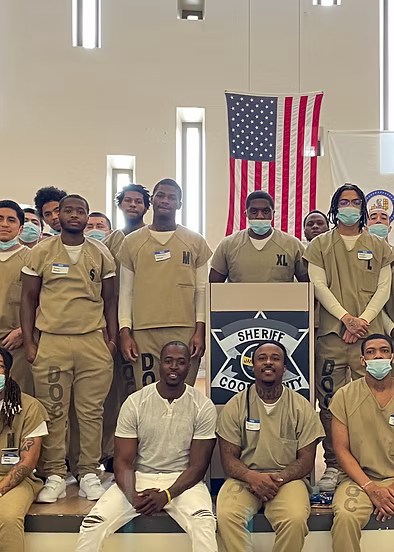 Aaron Smith presenting at a reentry education event